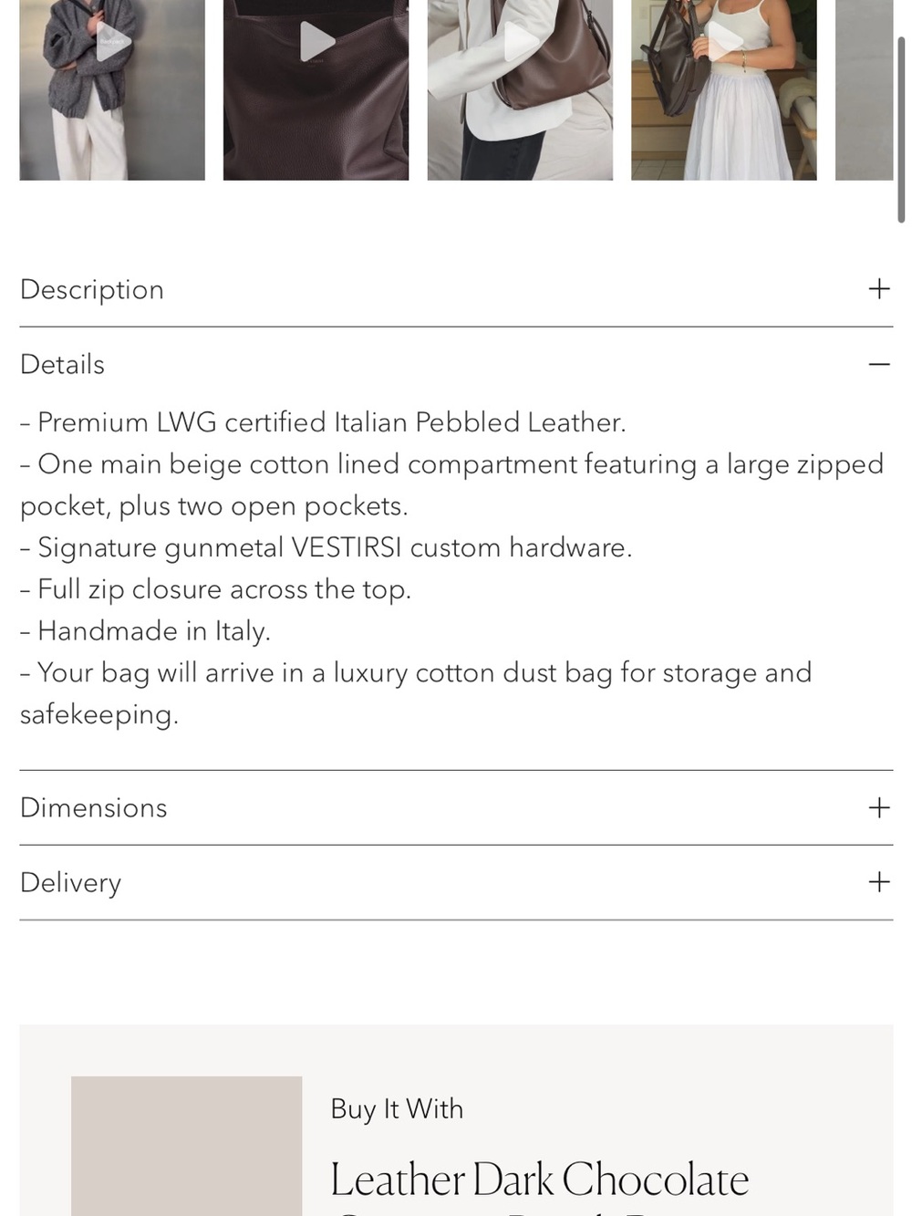 Vestirsi Bella Mini convertible bag NWT dark chocolate - Picture 9 of 10